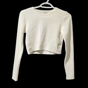 🤍 Ardene Cropped Long Sleeve White Top - Size M 🤍